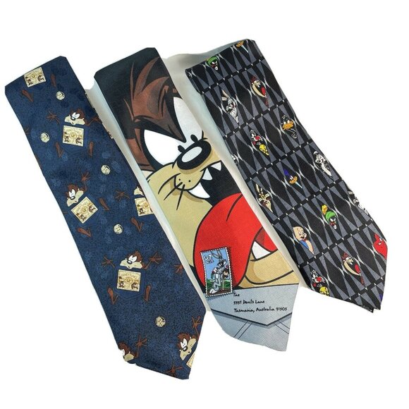 Looney Tunes Mens Neck Tie Collectible Warner Brothers Lot 3 Vintage u